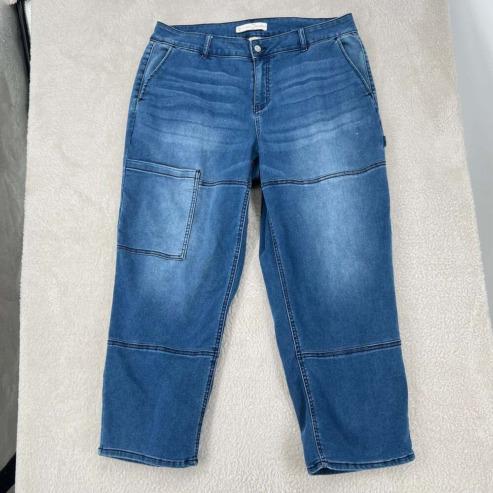 EST 1946 DENIM Contemporary Cropped Utility Jeans 16W Stretch Grunge Boho